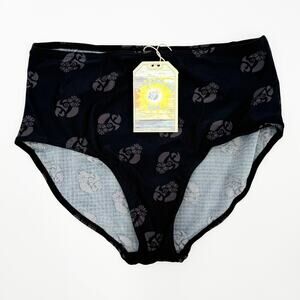 MARGARITAVILLE Bikini Bottoms Size 10 NWT Kenny Flowers Parrot Swim Resort Black